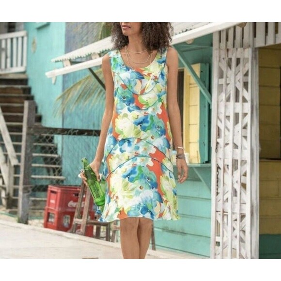 Sundance Tropical Floral Sleeveless Silk Midi Dress Sz 12 Fairy Wedding Vacation - Picture 1 of 9